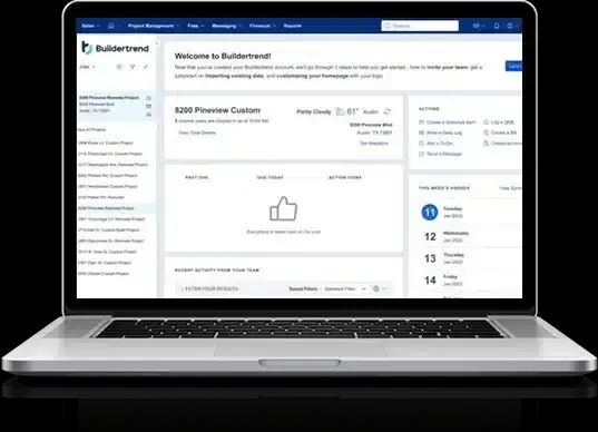 Buildertrend client portal shown on a laptop
